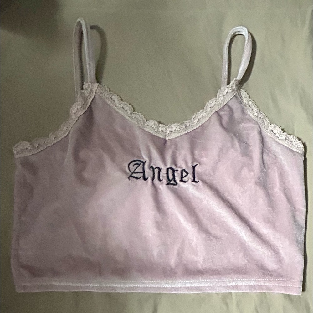 urban outfitters velvet “angel” cropped tank